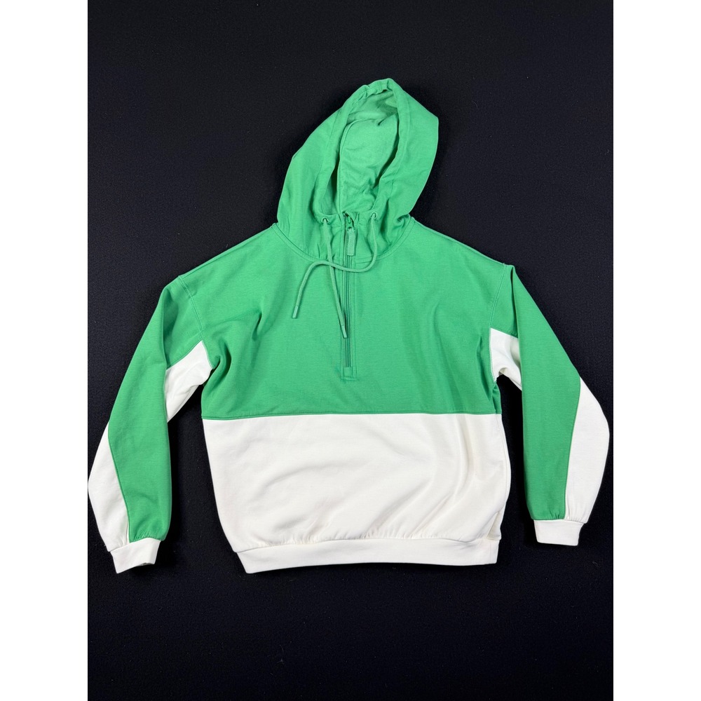 Z Supply Womens Green White Colorblock Half Zip Hoodie Sweatshirt Size XS